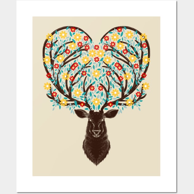 Blooming Deer Mothers Day Wall Art by Tobe_Fonseca